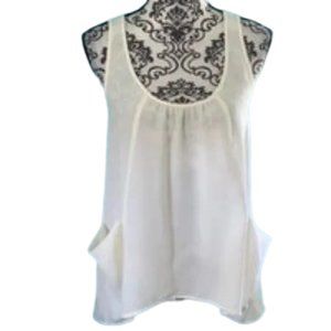 Bebe Off White Loose Pocket Blouse Top